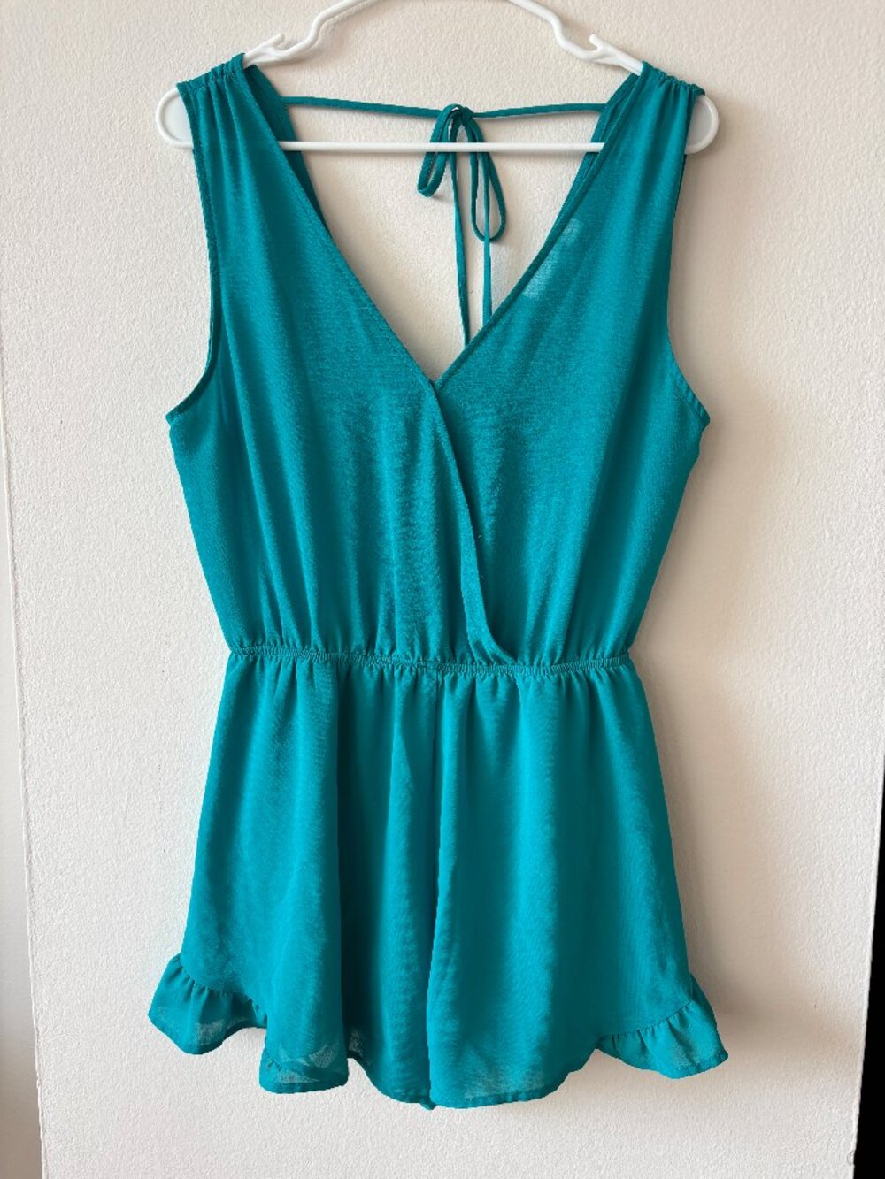 ASTR the Label Teal Tank Romper - Size Small